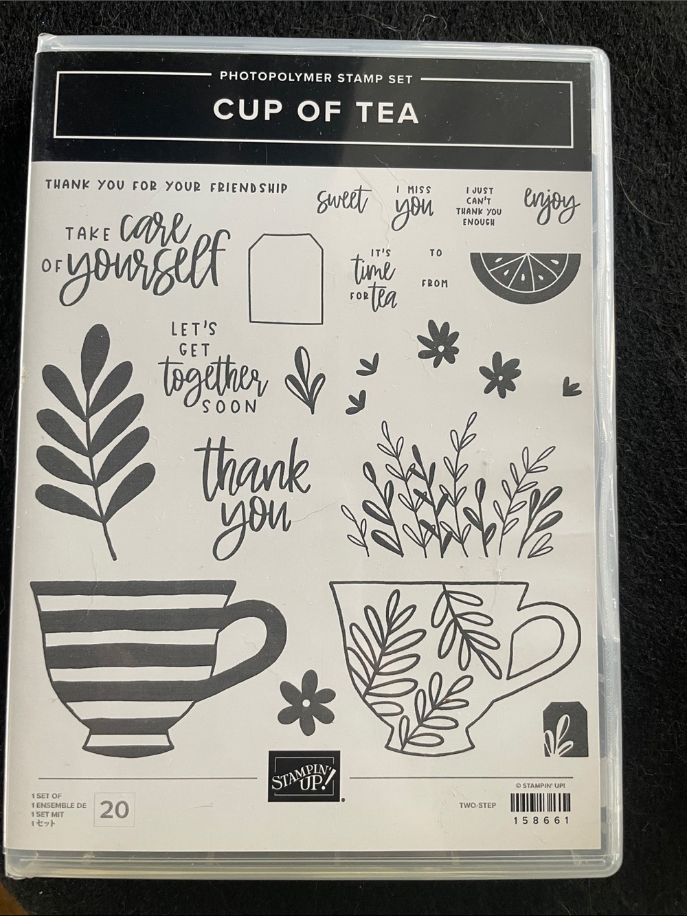 Stampin' Up! Cup of Tea Photopolymer Stamp Set - Black Accents